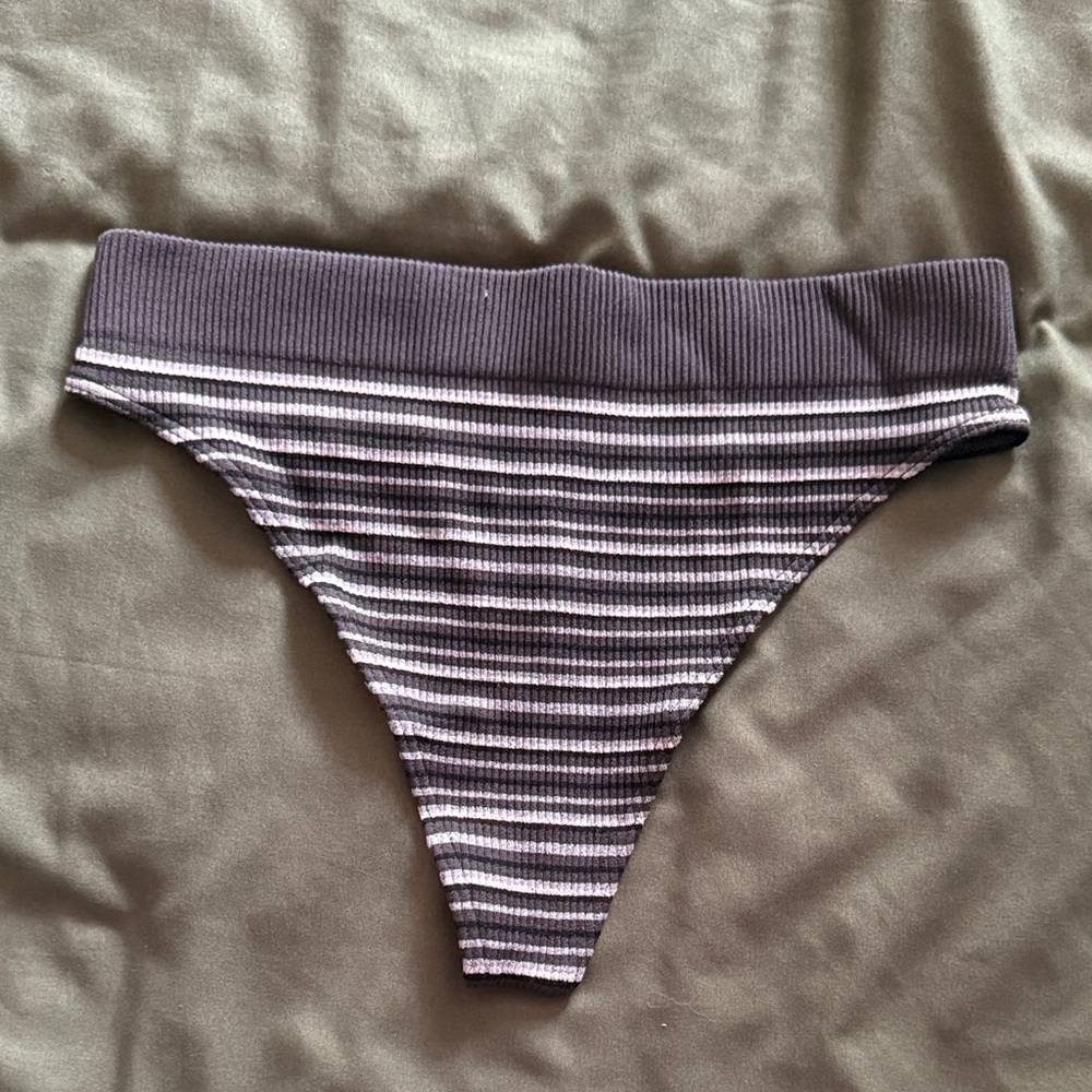Aerie Gray and White Striped Panties